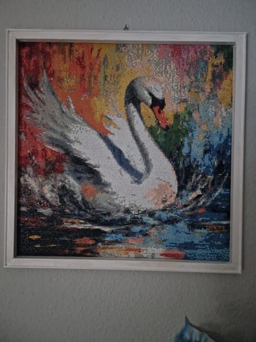Customer photo review of Swan in Graceful Motion | Diamond Painting Kit