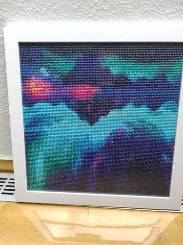 Customer photo review of Northern lights with glowing city | AB Diamond Painting Kit