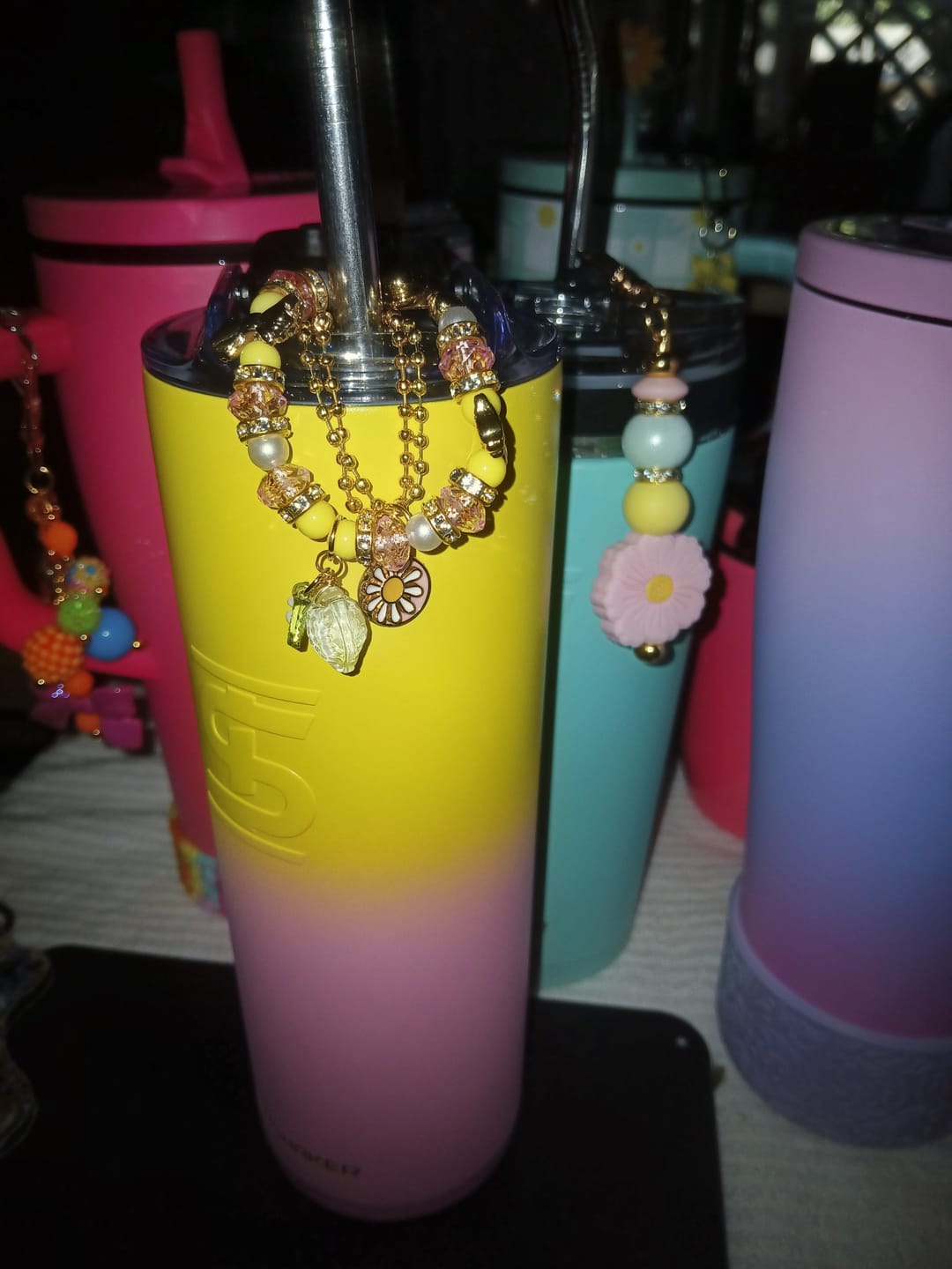 Customer photo review of Tumbler Handle Jewelry - Pink Lemonade