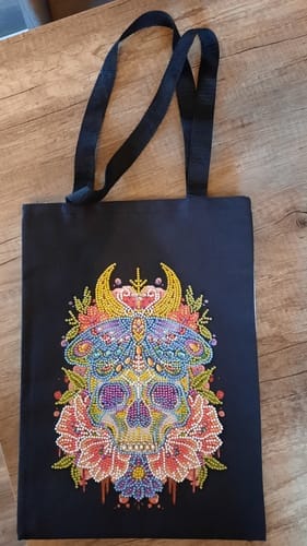Customer photo review of Los Muertos | Diamond Painting Tote Bag Kit
