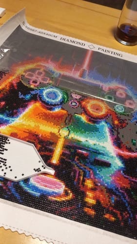 Customer photo review of A Neon Symphony of Play | Diamond Painting Kit
