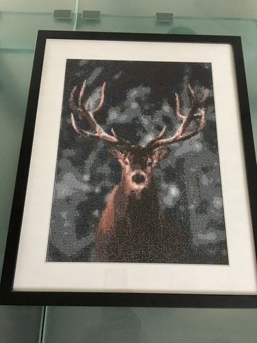 Customer photo review of Deer in the snow | Diamond Painting Kit