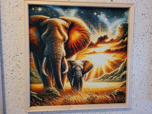 Customer photo review of Elephant Couple Africa | Diamond Painting Kit