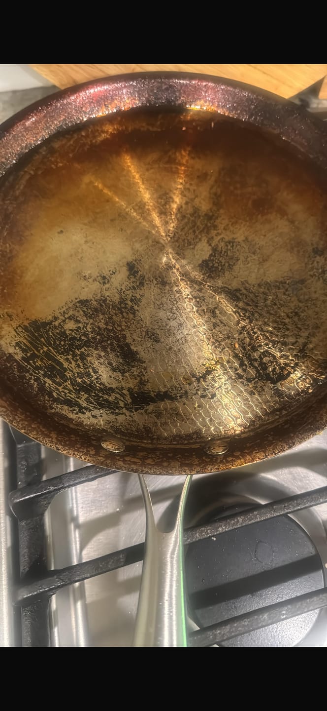 Customer photo review of Hand-Hammered Titanium Crêpe Pan