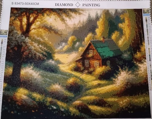 Customer photo review of House in the Woodland Meadow | Diamond Painting Kit