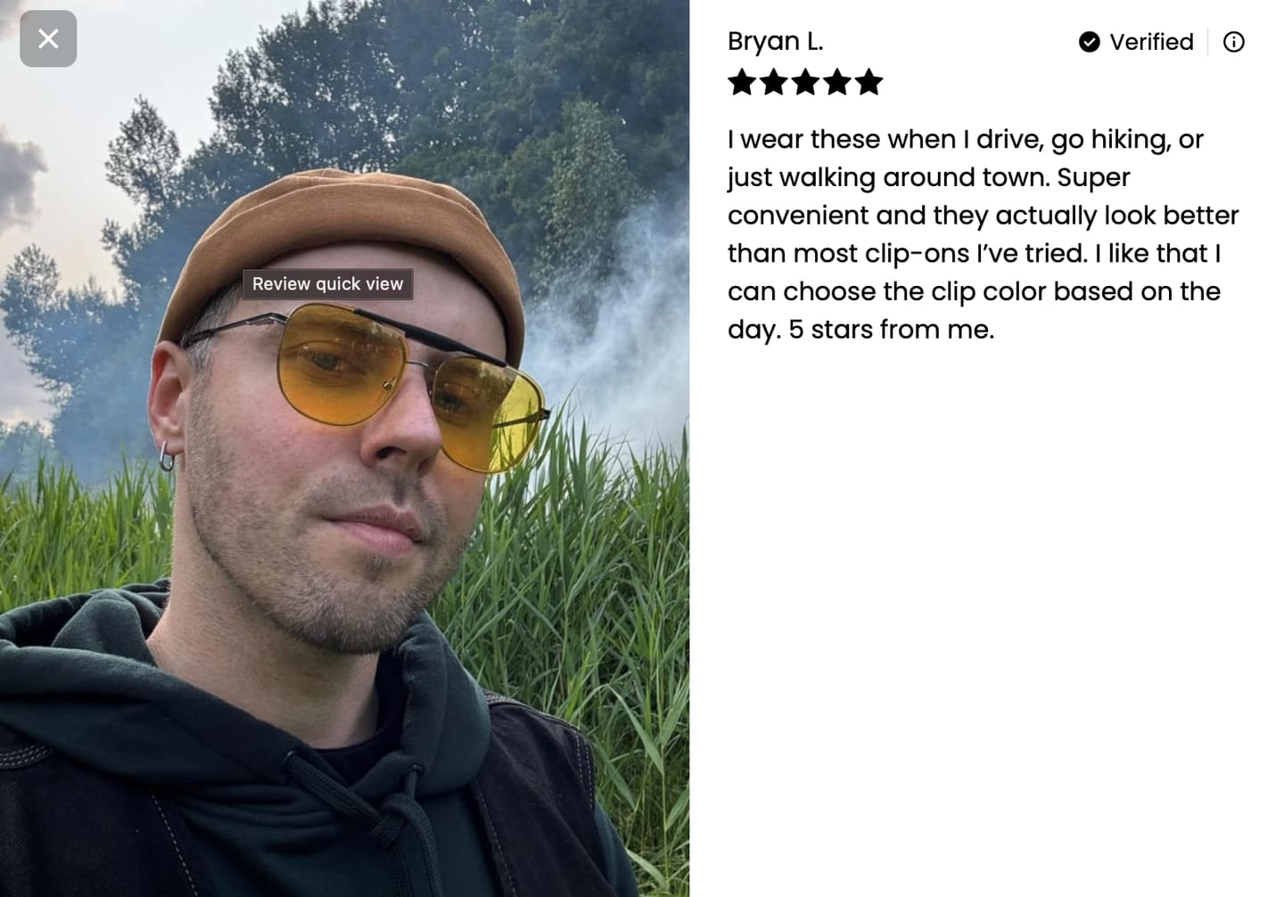 Customer photo review of Logan | Aviator Flip-up Magnetic Clip-on Eyeglasses Sunglasses | ZanyLen New