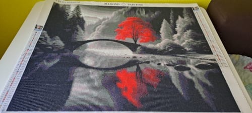 Customer photo review of Bridge in Black and White | Diamond Painting Kit