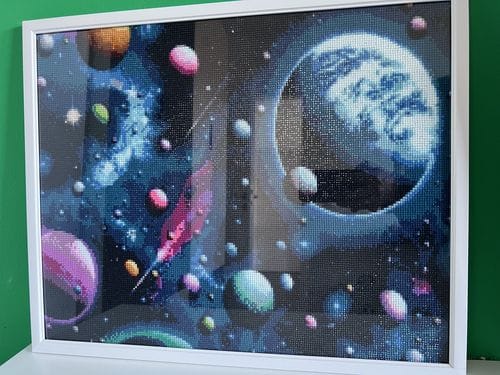 Customer photo review of A Colorful Universe | Diamond Painting Kit