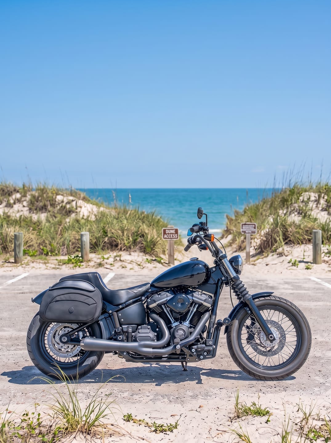 Customer photo review of 60L - Stealth XL Quick Mount Saddlebags for Harley Softail Street Bob FXBB/S
