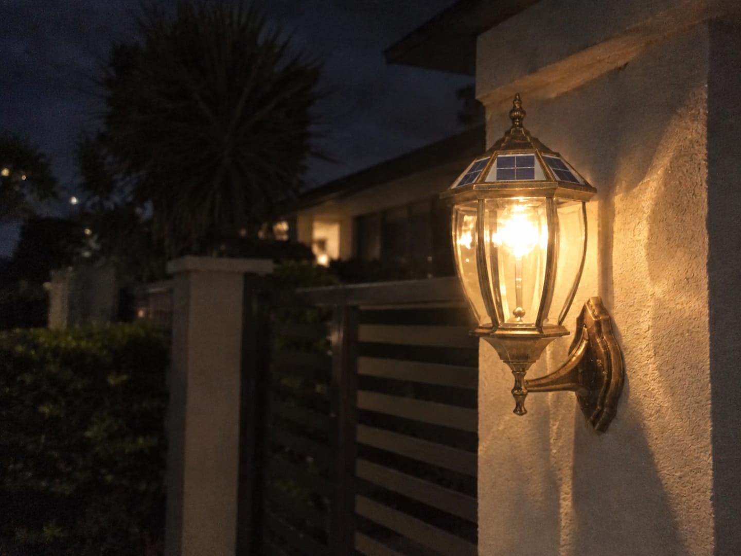Customer photo review of Victorian Solar Wall Light Outdoor – Bronze Coach Lantern with Clear Glass & Solar Panel
