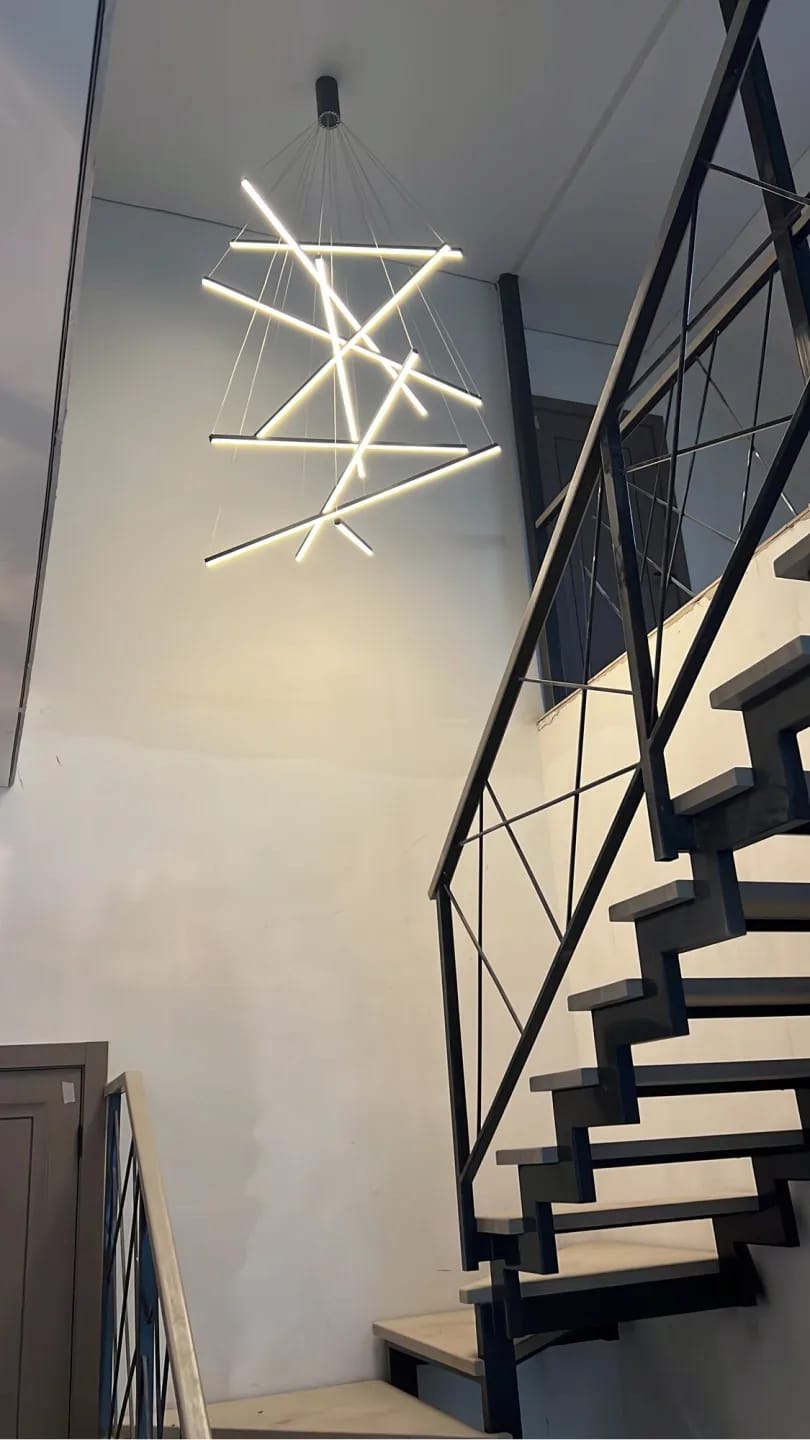 Customer photo review of Black Aluminium Chandelier for Bedroom, Staggered, 120 cm