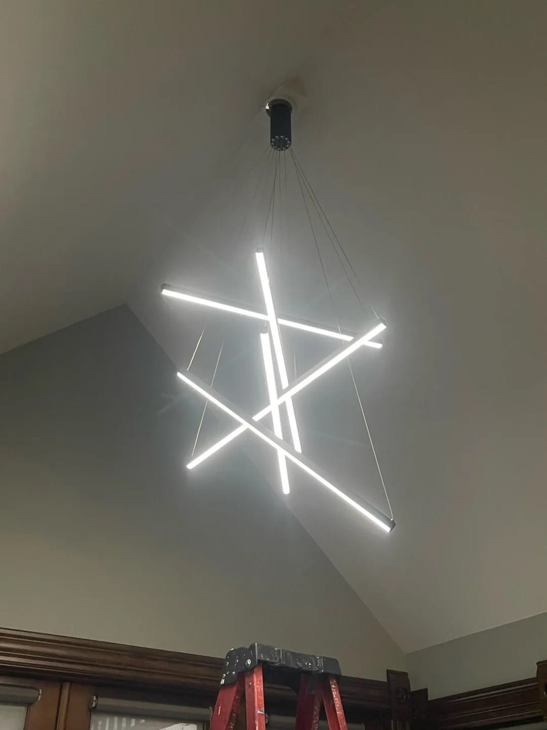 Customer photo review of Black Aluminium Chandelier for Bedroom, Staggered, 120 cm