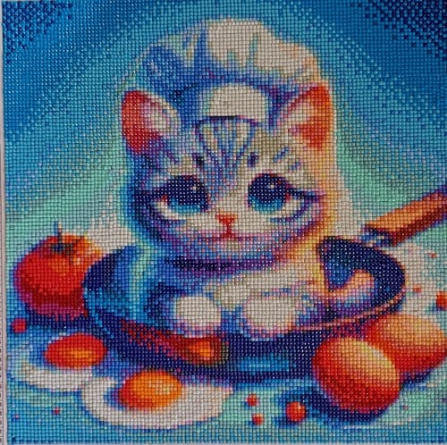 Customer photo review of Chef kitten, cartoon | Diamond Painting Kit