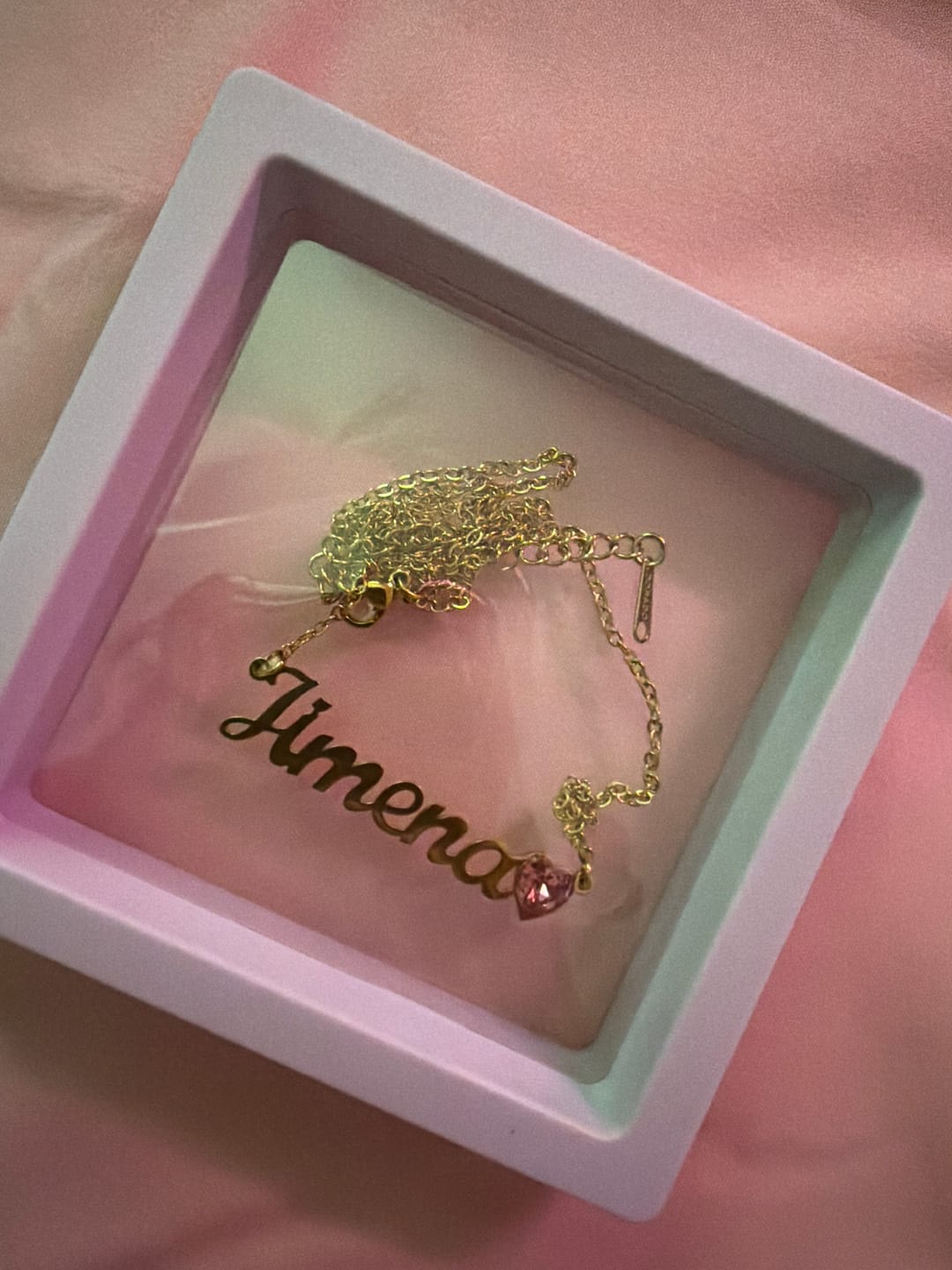 Customer photo review of Birthstone Name Necklace