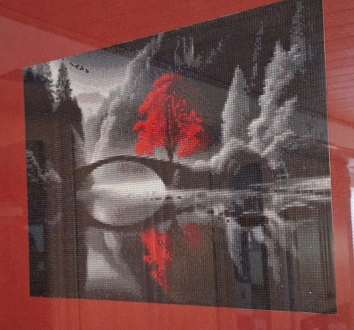 Customer photo review of Bridge in Black and White | Diamond Painting Kit