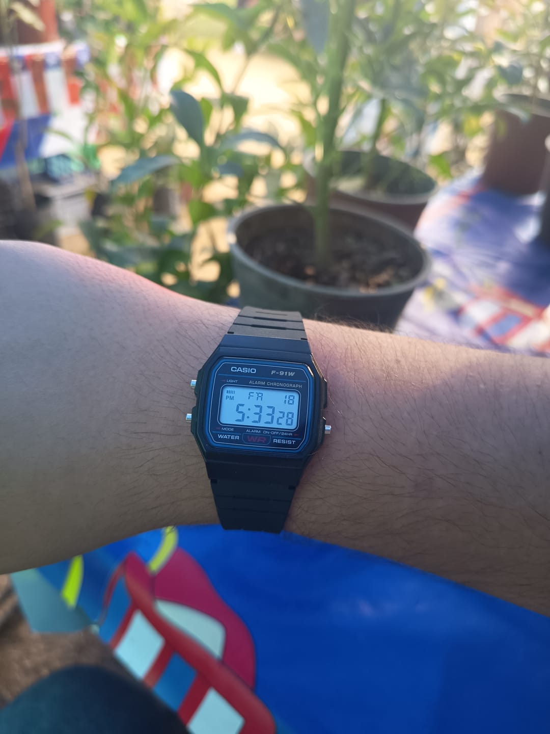 Customer photo review of Reloj Casio Vintage F-91W-1DG Clásico Líneas Azules