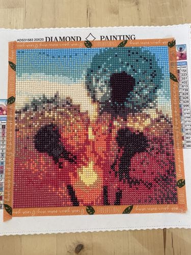 Customer photo review of Dandelions on the lakeshore | Diamond Painting Kit