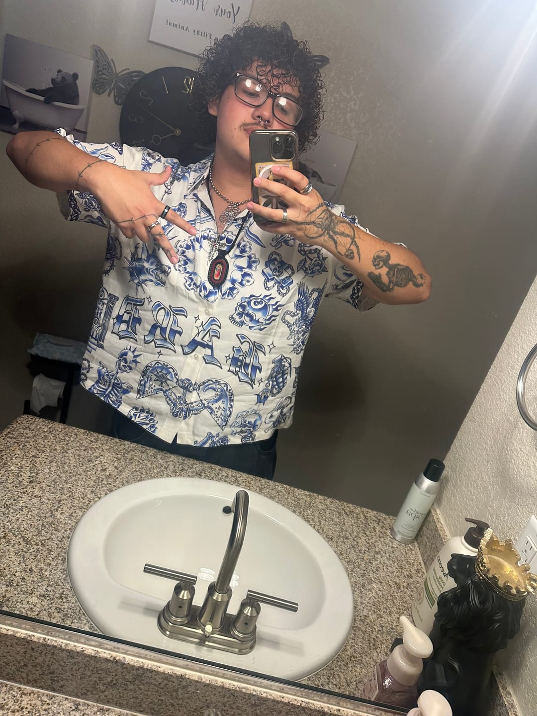 Customer photo review of TATTOO BUTTON UP SHIRT