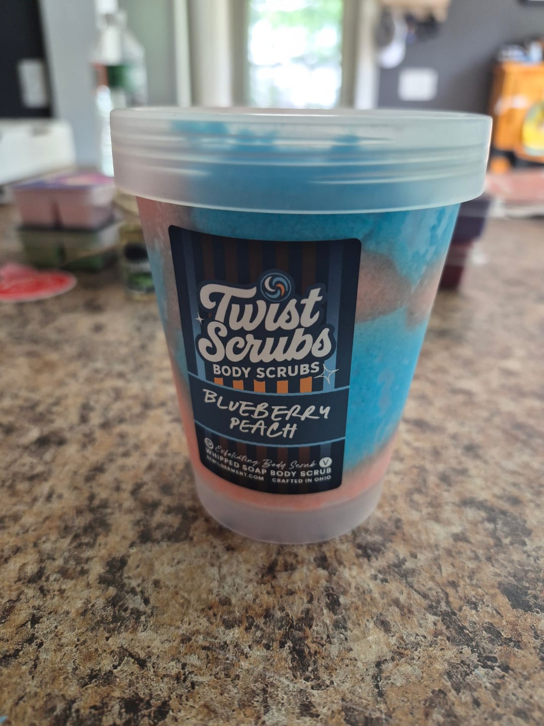 Customer photo review of Peach + Blueberry Twist Scrub