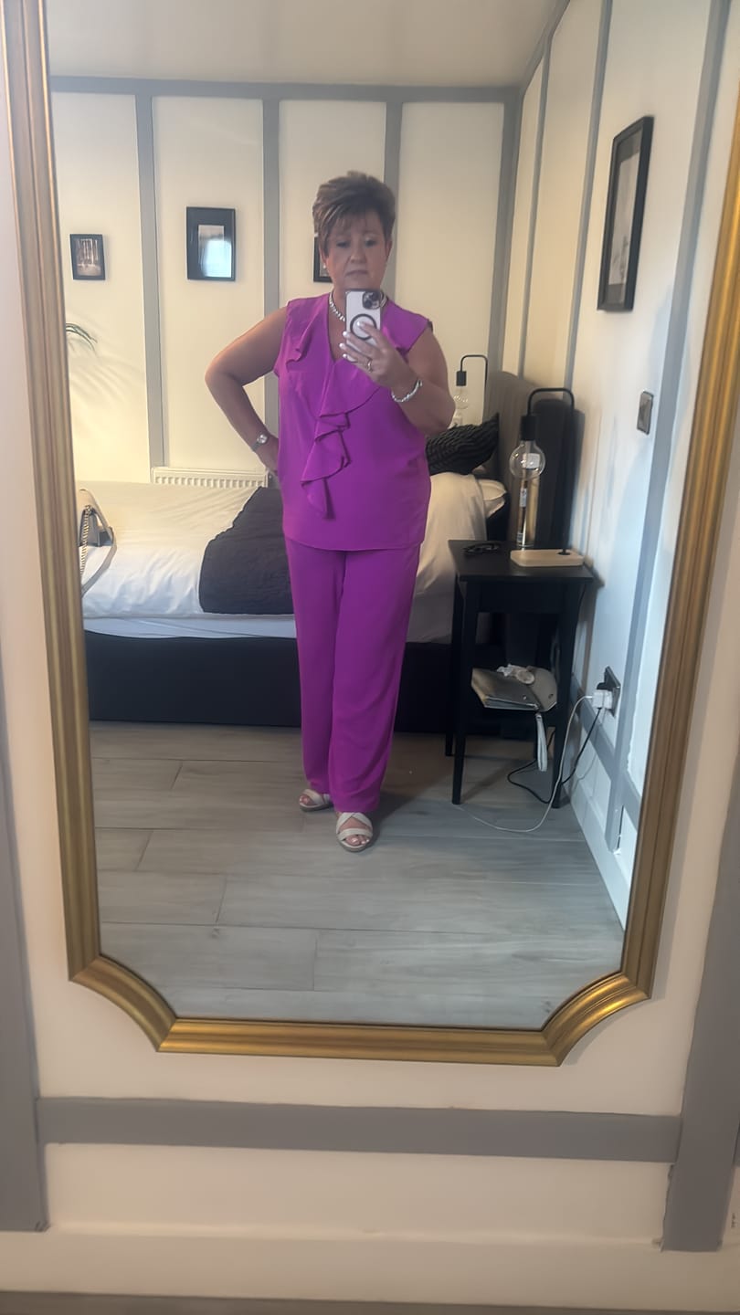 Customer photo review of Aiveen Magenta Ruffle Neckline Set