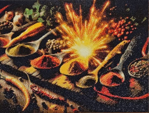 Customer photo review of Cooking spoon with spices of the kitchen | Diamond Painting Kit