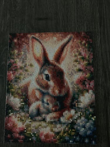 Customer photo review of Hare mother and child | Diamond Painting Kit