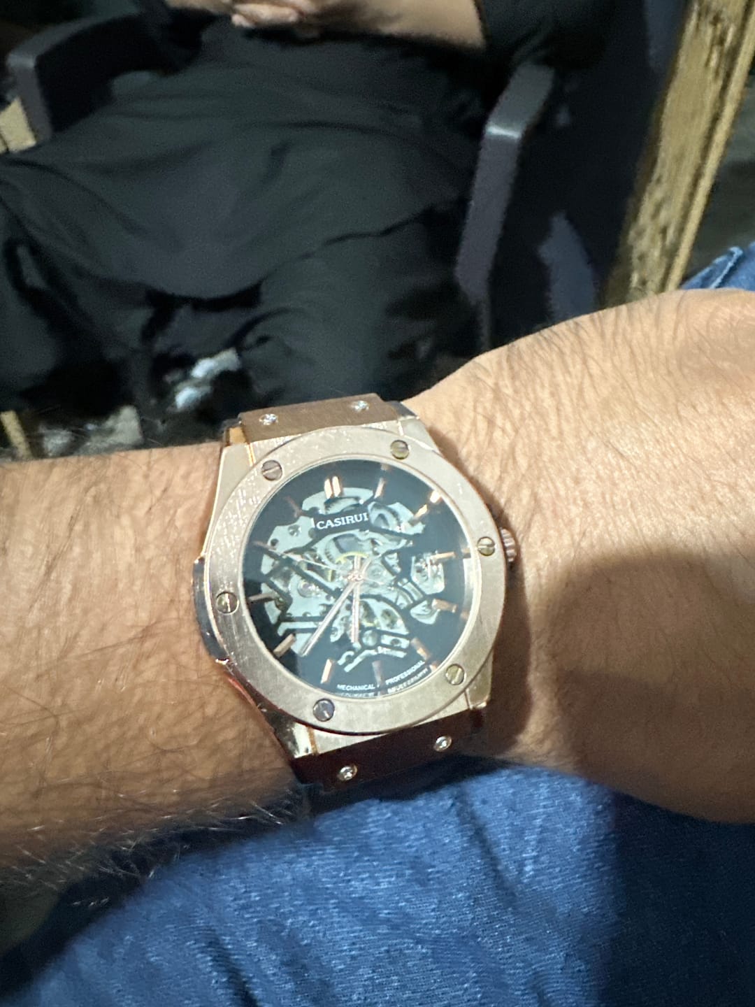 Customer photo review of Automatic Skeleton Dial Mechanical Watch with Silicone Strap (AWCM-00304)