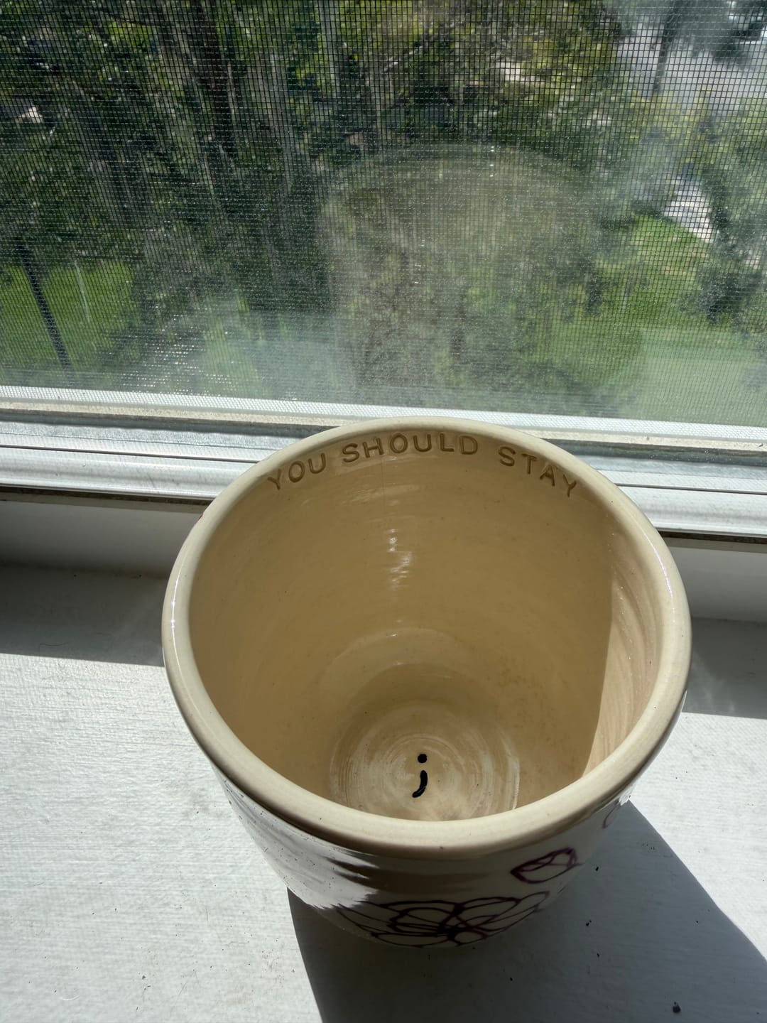 Customer photo review of “You Should Stay” Cups & Mugs