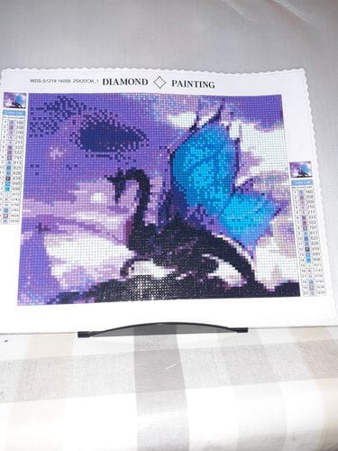 Customer photo review of Dragon beneath a Purple Sky | Diamond Painting Kit
