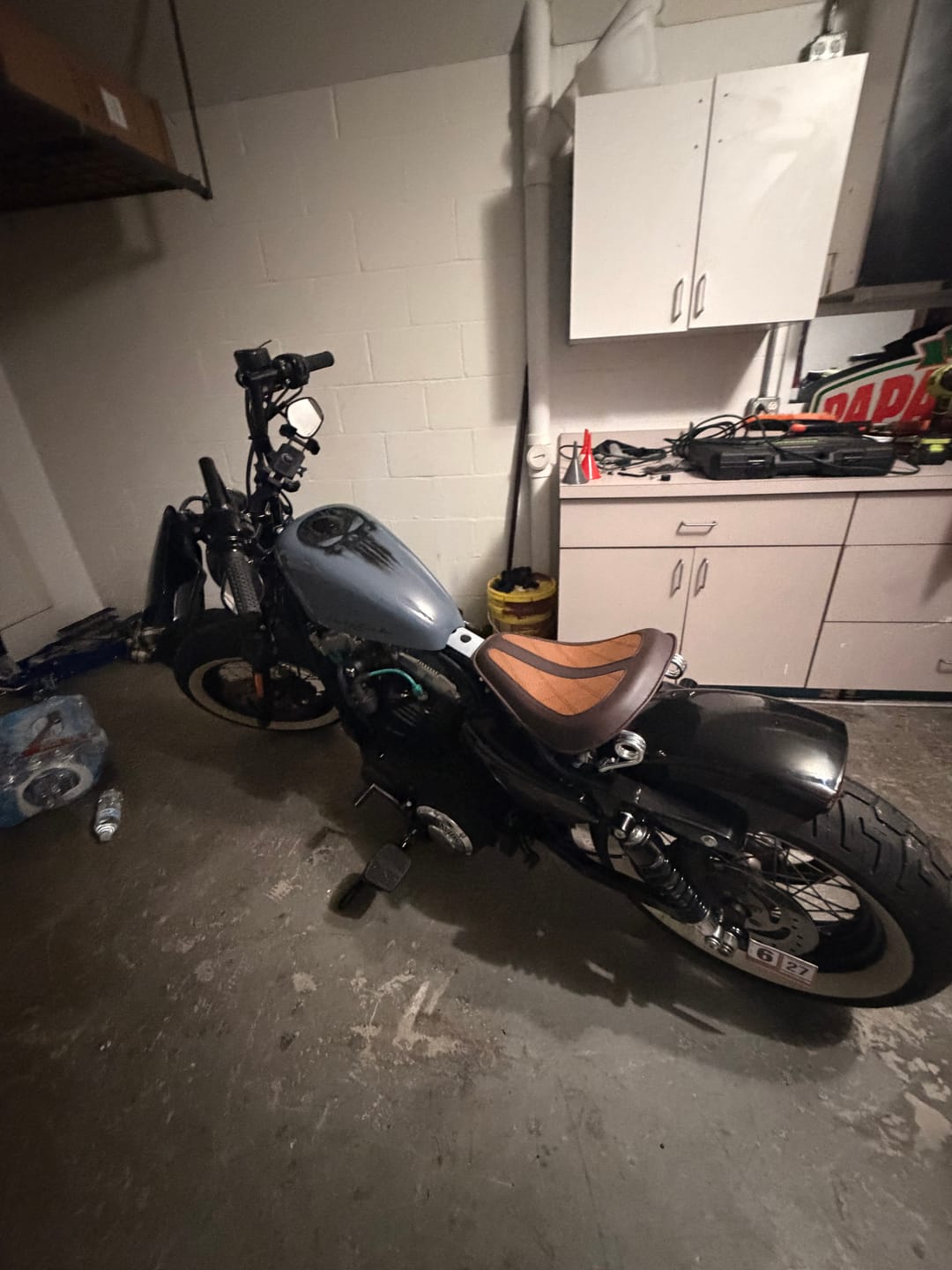 Customer photo review of C.C. RIDER Sportster Seat Solo Spring Seat Classic Brown Diamond Stitch For Iron 883 Iron 1200 Bobber Seat Chopper Seat 2004-2024