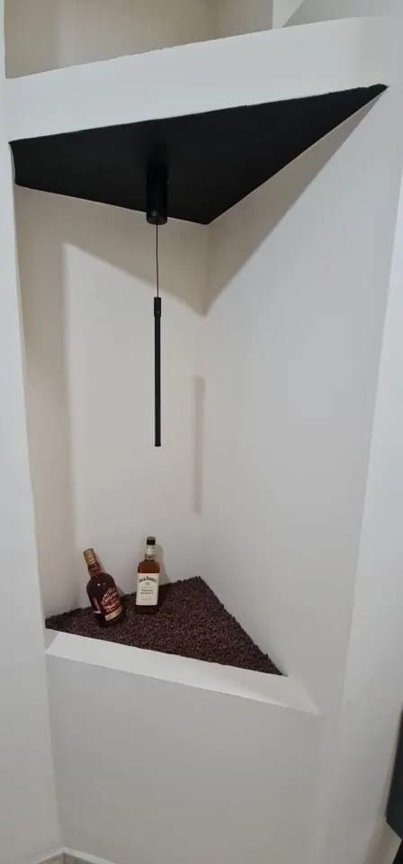 Customer photo review of Vertical Black Pendant Light for Bedroom, Wall Halo, 56–91 cm