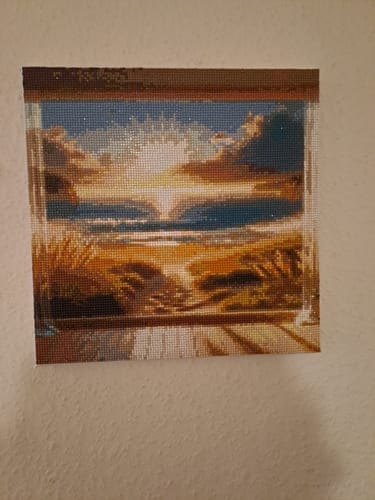 Customer photo review of View from window, beach | Diamond Painting Kit