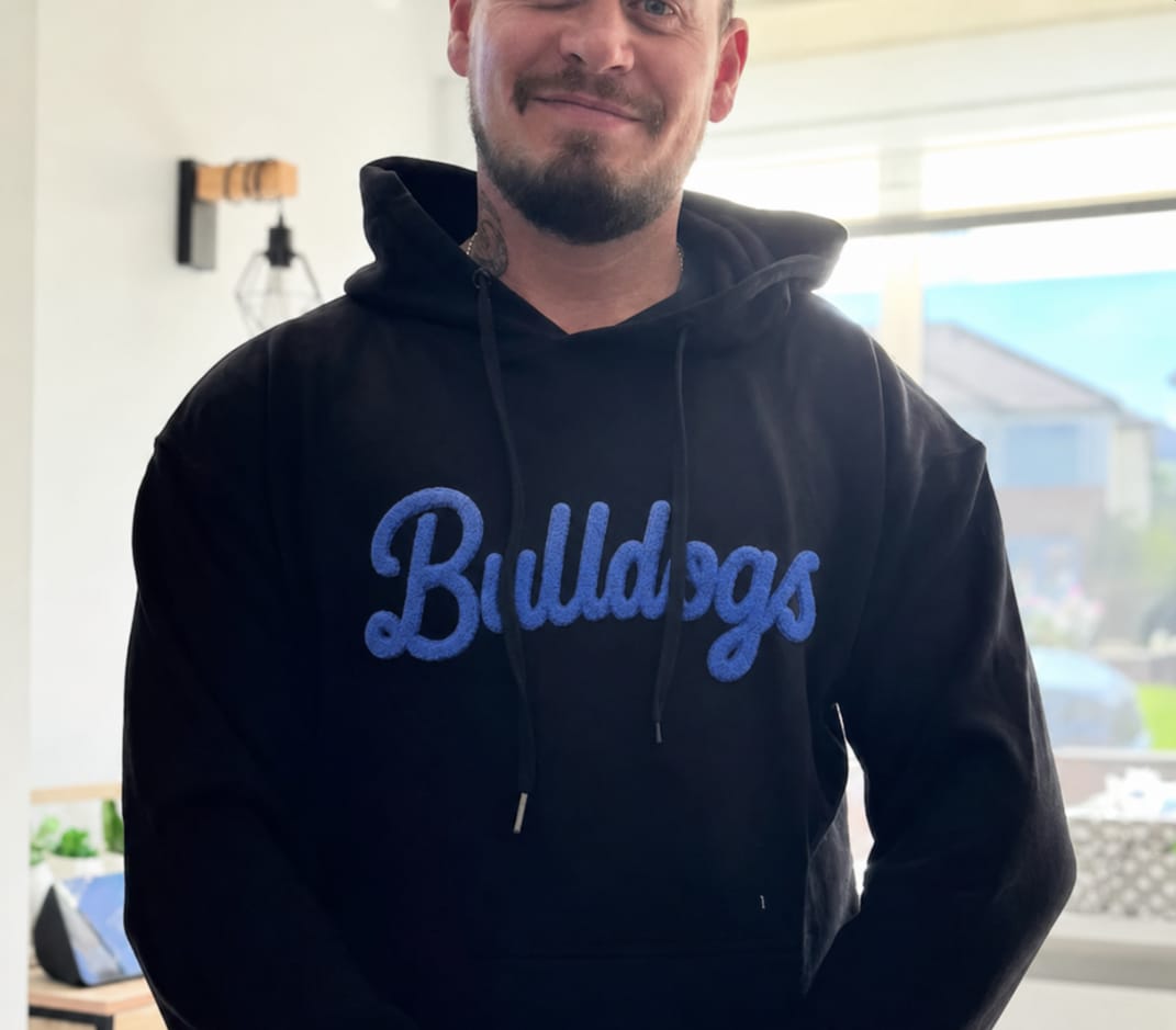 Customer photo review of Custom College Chenille Team Name Embroidered Sweatshirt | Gifts for Sports Mom