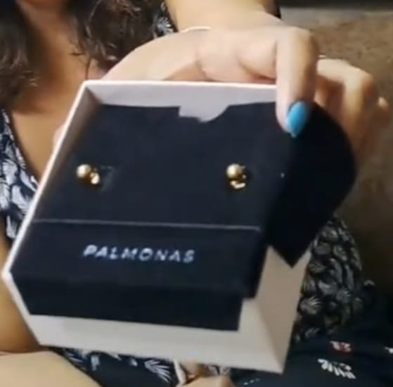 Customer photo review of Plain Ball Stud Earrings