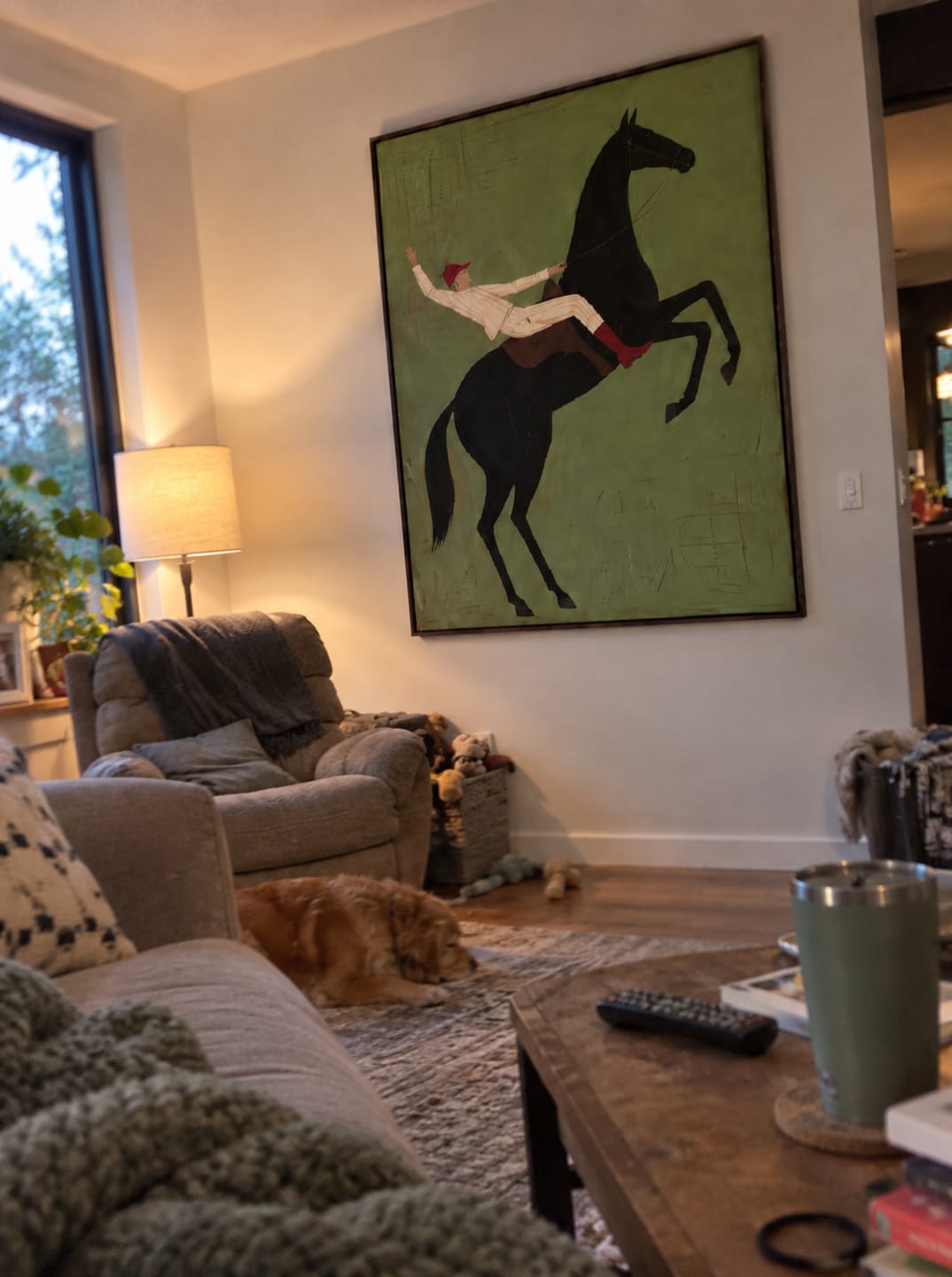 Customer photo review of EQUUS VERDANT — Olive Green Jockey & Black Horse Wall Art