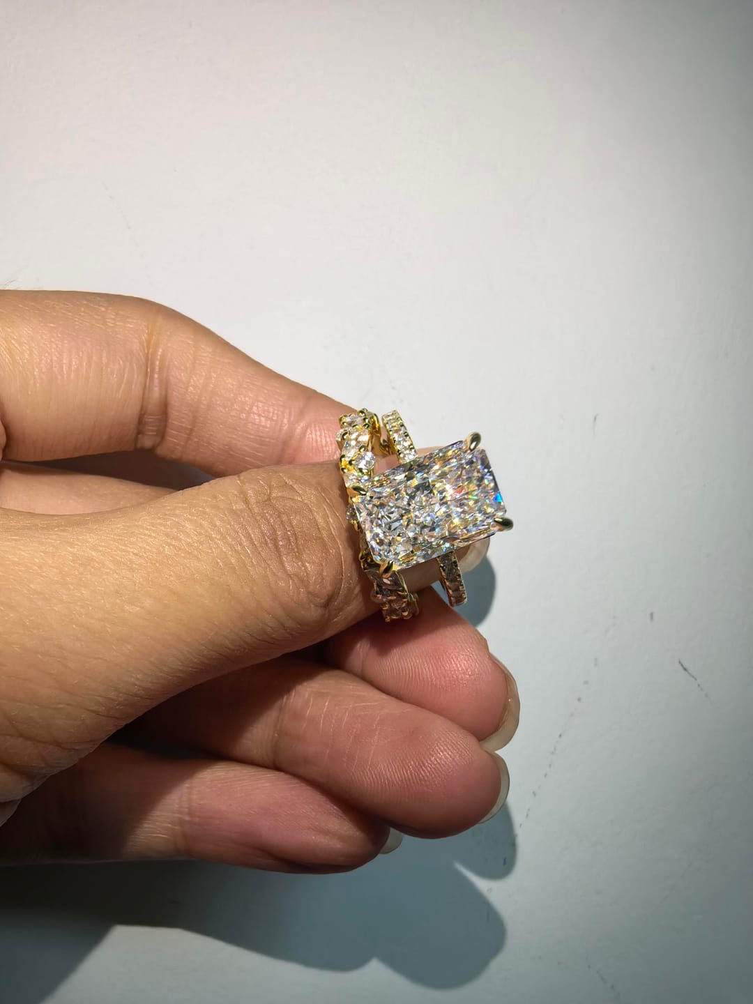 Customer photo review of Elegant 4.5CT Emerald Cut Floral Stacking Statement Ring Sets In Sterling Silver