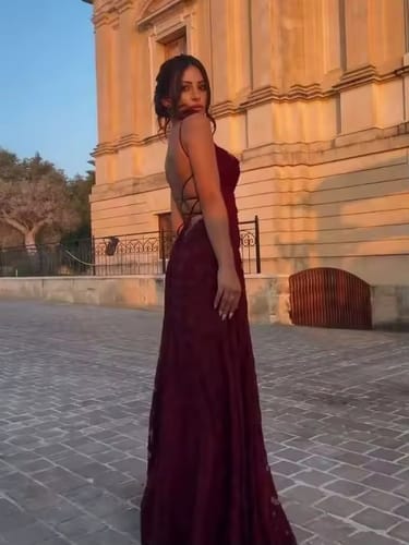 Customer photo review of Open Back Lace Maxi Dress