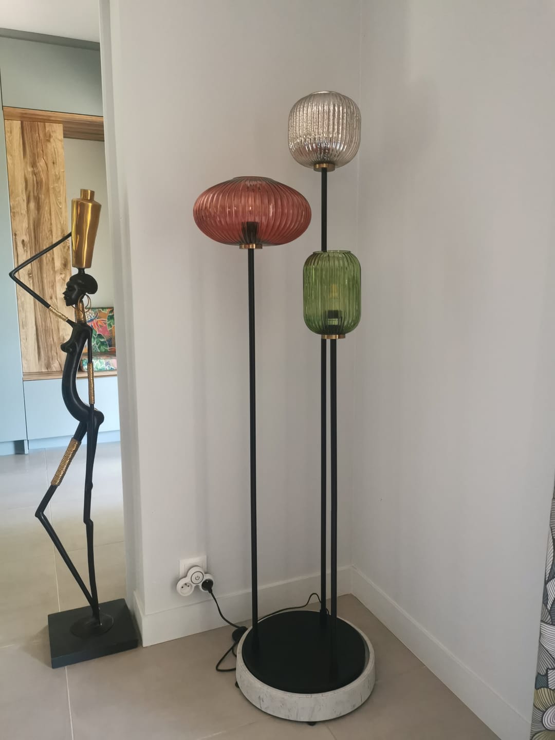 Customer photo review of Lampadaire en verre vintage CRISTALI | 3 luminaires à personnaliser