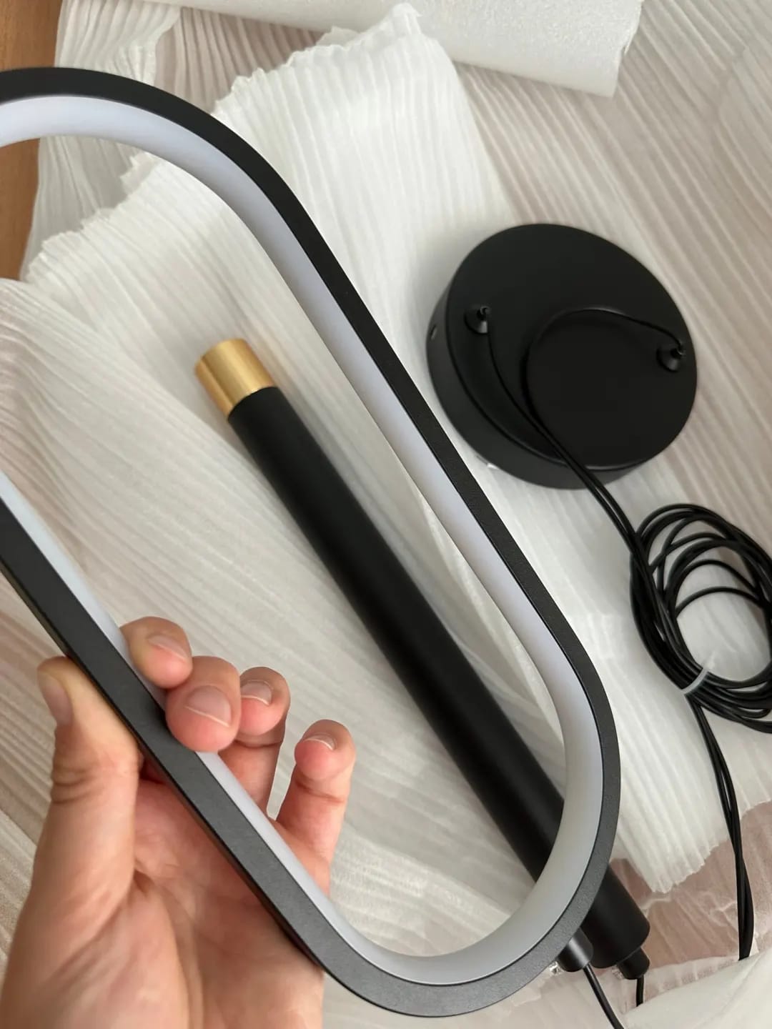 Customer photo review of Black Pendant Light for Bedroom, Acrylic Base, 30 cm