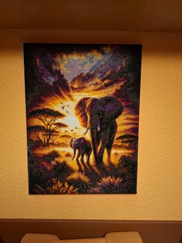 Customer photo review of Elephant mother and calf | Diamond Painting Kit
