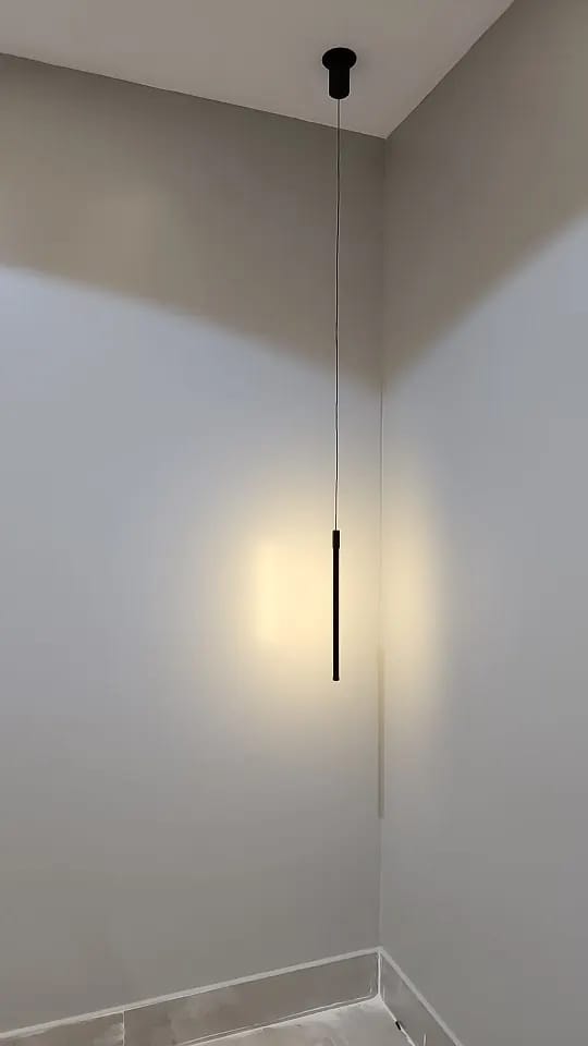Customer photo review of Vertical Black Pendant Light for Bedroom, Wall Halo, 56–91 cm