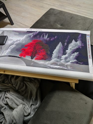Customer photo review of Bridge in Black and White | Diamond Painting Kit