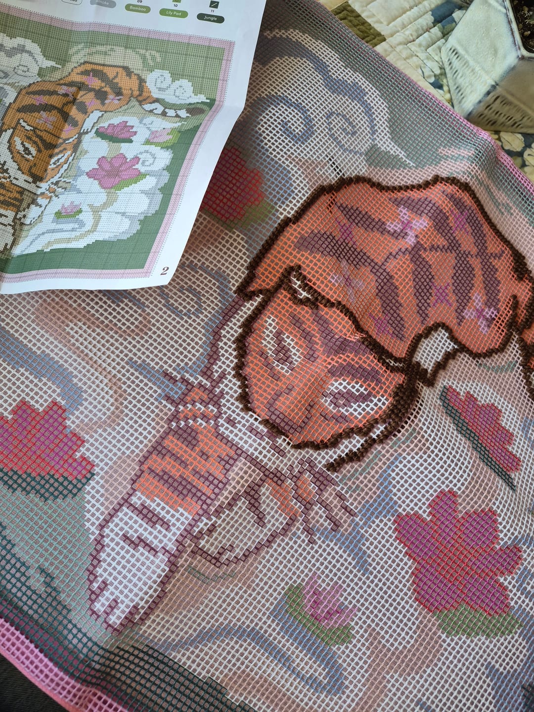 Customer photo review of GENTLE TIGER - Tapestry Needlepoint Cushion Kit