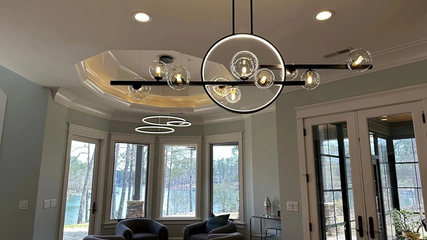 Customer photo review of Iron Chandelier for Staircase, Matte Black Frame, 90 cm