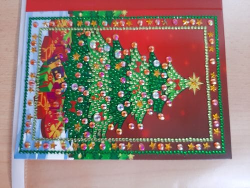 Customer photo review of Christmas Greetings, Set of 4 | Diamond Painting Greeting Card Set