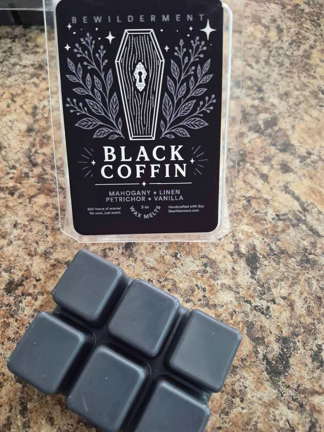Customer photo review of Black Coffin Wax Melts