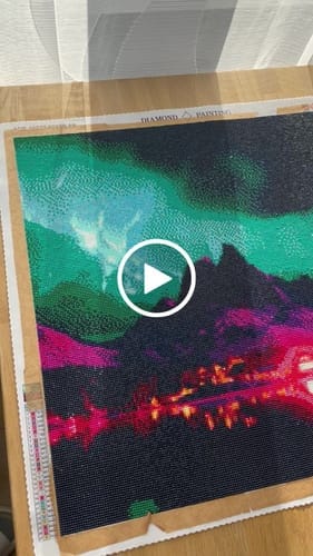 Customer photo review of Northern Lights over the city | AB Diamond Painting Kit