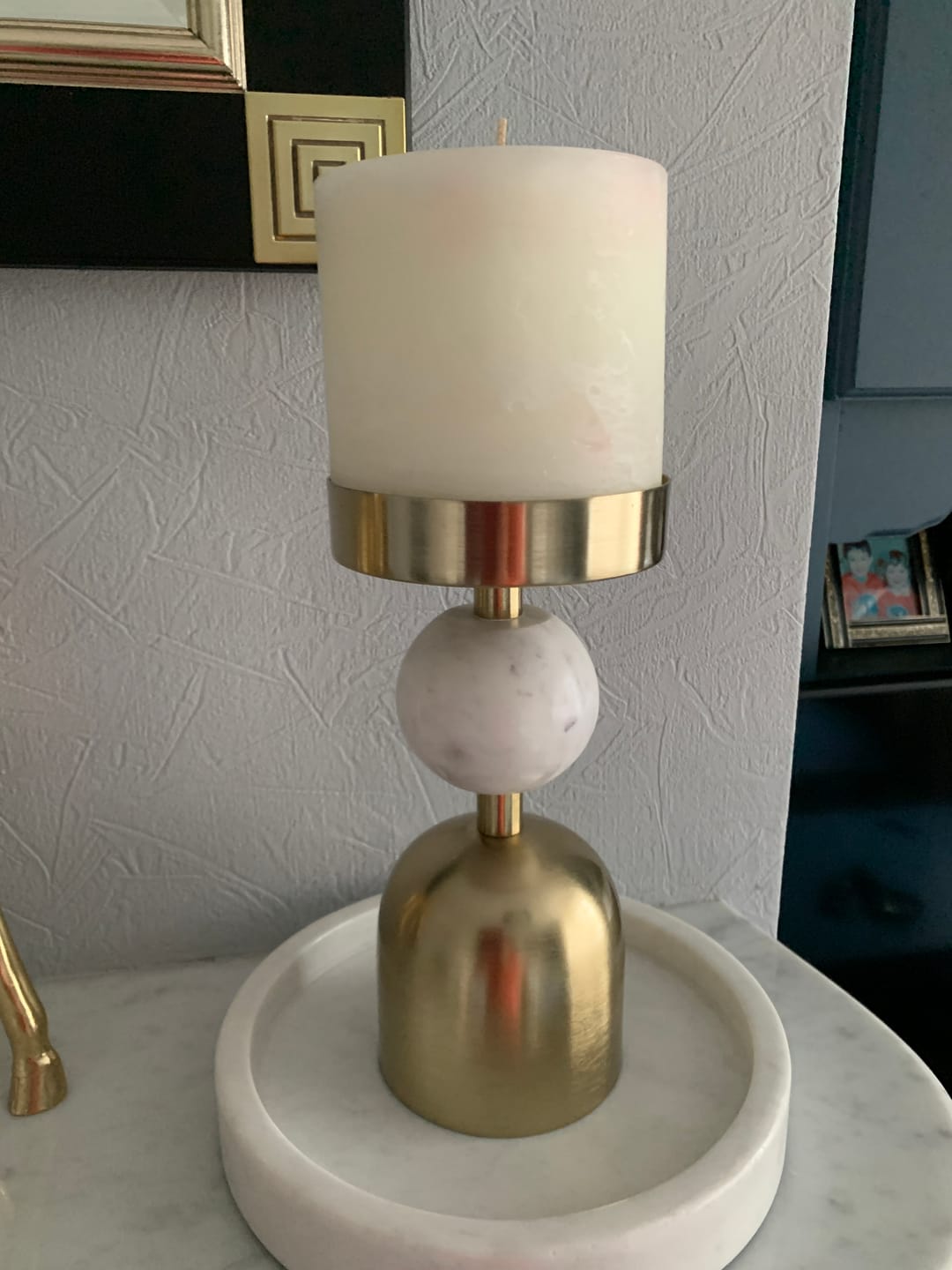 Customer photo review of RIVERDALE  White Pillar Scented Candle