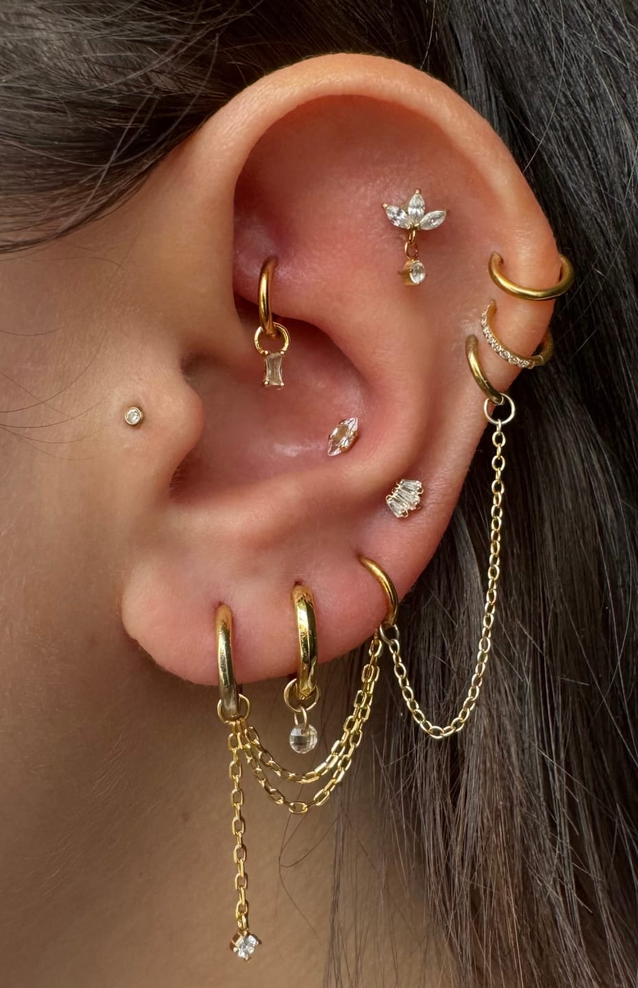 Customer photo review of Layered Drop Earring Chain