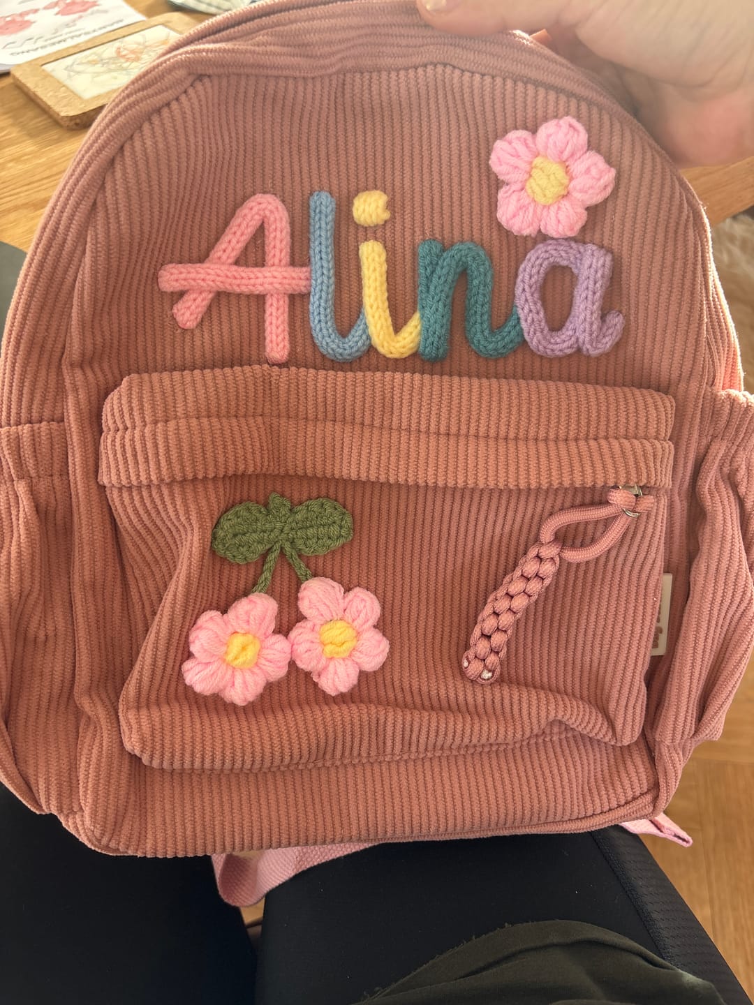 Customer photo review of K&C - Personalized Knitted Backpack